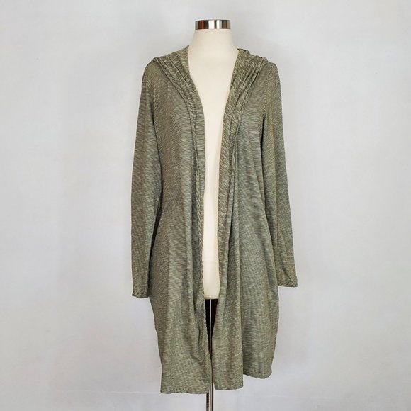 JOHNNY WAS Pete & Greta Thin Striped Hooded Open Front Jacket M EUC - Picture 1 of 7